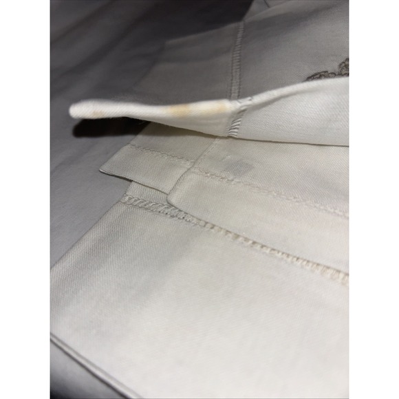 Vintage Linen Powder Guest Towels White W/Brown Embroidery Fleur de Lis Set 4 - Picture 7 of 9